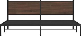 vidaXL Σκελετός Κρεβ. Χωρίς Στρώμα Καφέ Δρυς 193x203 εκ. Μεταλλικό
