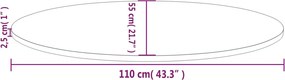vidaXL Επιφάνεια Τραπεζιού Οβάλ Λευκή 110x55x2,5 εκ. Μασίφ Ξύλο Πεύκου