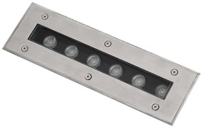 GloboStar UNDERGROUND-REMVI 90191 Χωνευτό Φωτιστικό Wall Washer Δαπέδου LED 9W 765lm 10° DC 24V Αδιάβροχο IP68 L30 x W9 x H8.5cm RGBW DMX512 - Ανοξείδωτο Ατσάλι - 3 Years Warranty - 90191