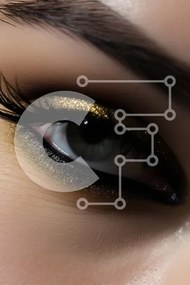 Intra Συλλεκτικό Ξύλινο Παζλ Plywood 4mm - Glamorous Woman's Eye με χοντρό μαύρο eyeliner και χρυσό γκλίτερ Σε Ξύλινο Κουτί - Διαστάσεις Puzzle: 10x10 cm – 25 κομμάτια