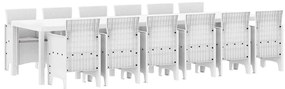 vidaXL Σέτ φαγητού για κήπο 13 pcs Λευκό Rattan Polt