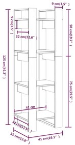 Βιβλιοθήκη/Διαχωριστικό Χώρου Μελί 41x35x125 εκ. Μασίφ Ξύλο - Καφέ