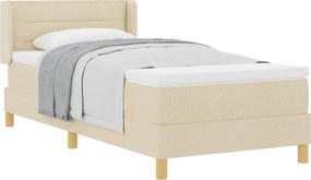 vidaXL Κρεβάτι με ελατήρια με στρώμα Κρεμ 200 x 100 cm ύφασμα