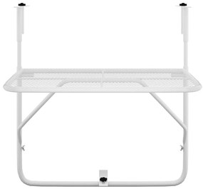 vidaXL Τραπέζι Μπαλκονιού Λευκό 60x40 εκ. Ατσάλι