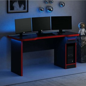 Γραφείο Gaming Με Φως Led Phoenix 506MNR3434 150x60x76cm Black-Red