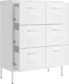 vidaXL Συρταριέρα Λευκή 80 x 35 x 101,5 εκ. από Ατσάλι