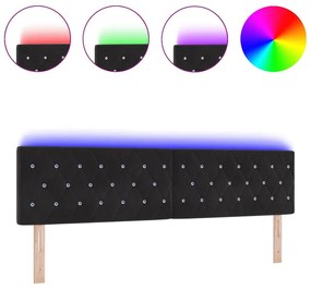 vidaXL Κεφαλάρι LED με φώτα λωρίδας LED Argyle Μαύρο 90 cm Βελούδο