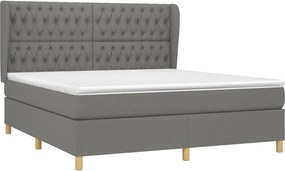 vidaXL Κρεβάτι Boxspring με Στρώμα Σκούρο Γκρι 180x200 εκ Υφασμάτιν