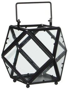 Φανάρι Πολυγωνικό 02.1003375 21x16cm Black Metal
