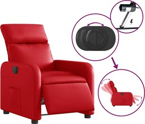 vidaXL Πολυθρόνα Ανακλινόμενη Ηλεκτρική Κόκκινη από Συνθετικό Δέρμα