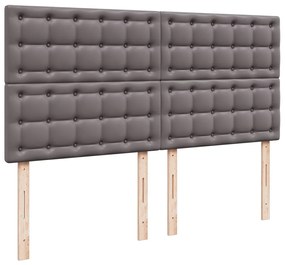 Κρεβάτι Boxspring με Στρώμα Γκρι 180x200 εκ. Συνθετικό Δέρμα - Γκρι