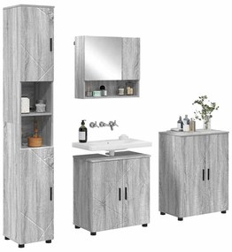 vidaXL Σετ Επίπλων Μπάνιου με πόρτα 4 pcs Γκρι sonoma 61 x 35 x 64 εκ.