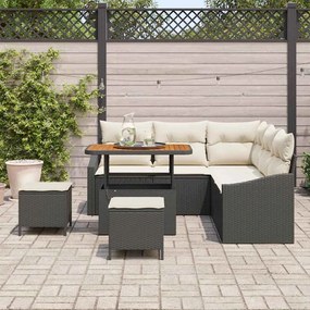vidaXL Σετ Καναπέ Κήπου με μαξιλάρι 8 pcs Μαύρο, Κρέμα 90 x 55 x 71 cm