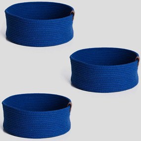 Καλάθια Αποθήκευσης (Σετ 3Τμχ) 171JTR1192 25x25x10cm Blue Aberto Design Cotton