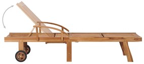 vidaXL Ξαπλώστρα από Μασίφ Ξύλο Teak με Τραπέζι και Μαξιλάρι