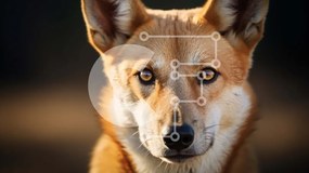 Σετ των 2 Intra Συλλεκτικό Ξύλινο Παζλ Plywood  4mm - Κοντινό πλάνο του προσώπου ενός καφέ σκύλου Σε Ξύλινο Κουτί - Διαστάσεις: 10x10 cm – 25 κομμάτια