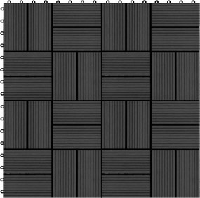 vidaXL Πλάκα Κατασκευής 11 pcs Μαύρο 30 x 30 cm WPC
