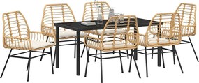 vidaXL Σέτ φαγητού για κήπο 7 pcs Καφέ συνθετικό ρατάν
