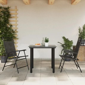 vidaXL Πτυσσόμενες καρέκλες 2 τεμ. Melange Grey Steel και Textilene