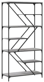 vidaXL Βιβλιοθήκη Γκρι Sonoma 91 x 36 x 176 εκ. Επεξεργ. Ξύλο / Ατσάλι
