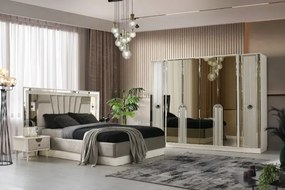 Σετ Κρεβατοκάμαρας Μοντέλο Πολυτελείας σε Λευκό και Ασημί 160x200 cm