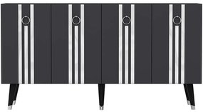 Μπουφές Isil 475OLV2681 150x40x80cm Anthracite-Silver Μοριοσανίδα, Μελαμίνη