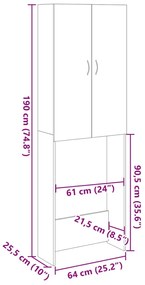 ΝΤΟΥΛΑΠΙ ΠΛΥΝΤΗΡΙΟΥ SONOMA ΔΡΥΣ 64 X 25,5 X 190 ΕΚ. 849651