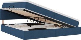 vidaXL LED Κρεβάτι αποθήκευσης με στρώμα Μπλε 200 x 200 cm Ύφασμα