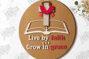 Σετ των 2 Intra απο ξύλο plywood 3mm-4mm πάχος Χριστιανική στρογγυλή πινακίδα τοίχου |CNC Δίασταση 30x20 cm INTRAFABR-120653529