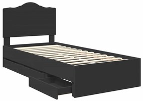 vidaXL Σκελετός Κρεβατιού Μαύρο 90 x 200 cm Μηχανήματος Ξύλο