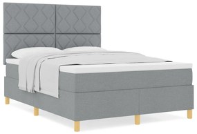 vidaXL Box Spring Bed Με Στρώμα Ανοιχτό Γκρι 140x200 cm Ύφασμα