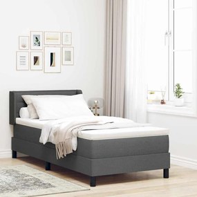 vidaXL Κρεβάτι Box Spring με Στρώμα - Σκούρο Γκρι - 90 x 200 cm - Υφάσματος