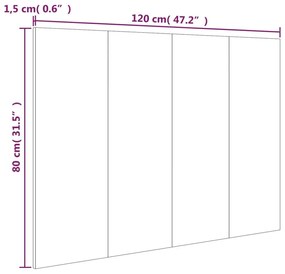 Κεφαλάρι Κρεβατιού Γυαλιστερό Λευκό 120x1,5x80 εκ Επεξεργ. Ξύλο - Λευκό