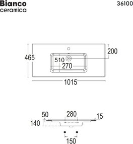 Bianco Ceramica Flat 36100 101x46 - Νιπτήρας μπάνιου