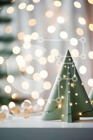 Intra Συλλεκτικό Ξύλινο Παζλ Plywood  4mm - Πράσινα χριστουγεννιάτικα δέντρα με στολίδια Σε Ξύλινο Κουτί - Διαστάσεις: 10x10 cm – 25 κομμάτια