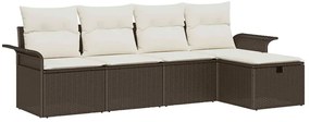 vidaXL Σετ Καναπέ Κήπου 5 pcs Καφέ και κρεμ 251 x 117 x 85 εκ.