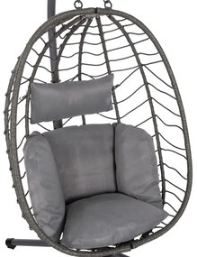 ΚΡΕΜΑΣΤΗ ΠΟΛΥΘΡΟΝΑ ΦΩΛΙΑ MILLIE  ΜΕΤΑΛΛΟ-ΣΥΝΘ.RATTAN ΓΚΡΙ 90x75x190Υεκ.