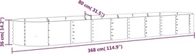 vidaXL Ζαρντινιέρα Ασημί 368x80x36 εκ. Γαλβανισμένος χάλυβας
