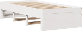 vidaXL Κρεβάτι Βιβλιοθήκη Χωρίς Στρώμα Λευκό 75x190 εκ Μασίφ Πεύκο