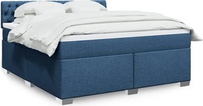 vidaXL Κρεβάτι Boxspring με Στρώμα Μπλε 180x200 εκ. Υφασμάτινο