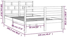 Πλαίσιο Κρεβατιού 120 x 200 εκ. από Μασίφ Ξύλο Πεύκου - Καφέ