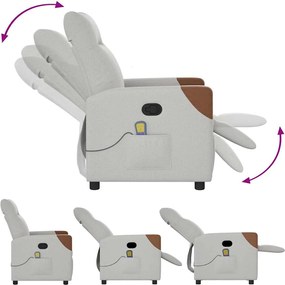 vidaXL καρέκλα ανάκλισης μασάζ Cloud Grey Fabric