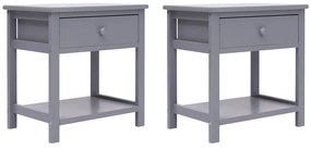 vidaXL Κομοδίνα 2 τεμ. Γκρι 40 x 29 x 42 εκ. από Ξύλο Παυλώνιας
