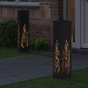 vidaXL Ηλιακό LED Φως Δρόμου 2 pcs Μαύρο Κρύο Ρολαρισμένο Χάλυβα