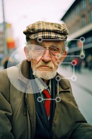 Intra Συλλεκτικό Ξύλινο Παζλ Plywood  4mm - Ηλικιωμένος άνδρας που κάθεται στο πεζοδρόμιο Σε Ξύλινο Κουτί - Διαστάσεις Puzzle: 10x10 cm – 25 κομμάτια