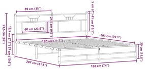 Σκελετός Κρεβ. Χωρίς Στρώμα Καπνιστή Δρυς 180x200 εκ. Μεταλλικό - Καφέ