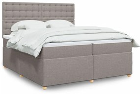 vidaXL Κρεβάτι Boxspring με Στρώμα Taupe 200x200 εκ. Υφασμάτινο