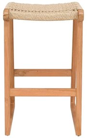 Σκαμπό Kuza σκελετός teak ξύλο και σχοινί σε φυσική απόχρωση 40x42x66εκ 40x42x66 εκ.