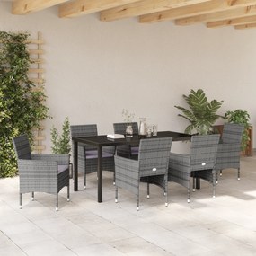 vidaXL Σετ 7 Τεμαχίων Καρέκλας Κήπου Γκρι Πολυ Ρατάν