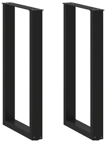 Πόδια Τραπεζιού Μπαρ σε Σχήμα U, 2 τεμ. Μαύρα, Ατσάλι 40x(90-91) εκ.